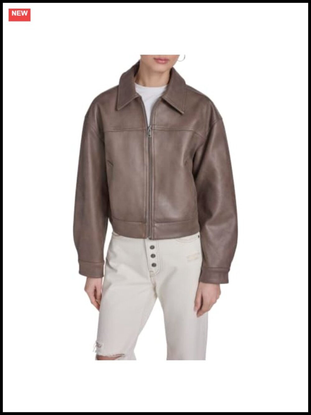 Faux Suede Relaxed Fit Zip Front Jacket Puff Sleeve Trench Coat